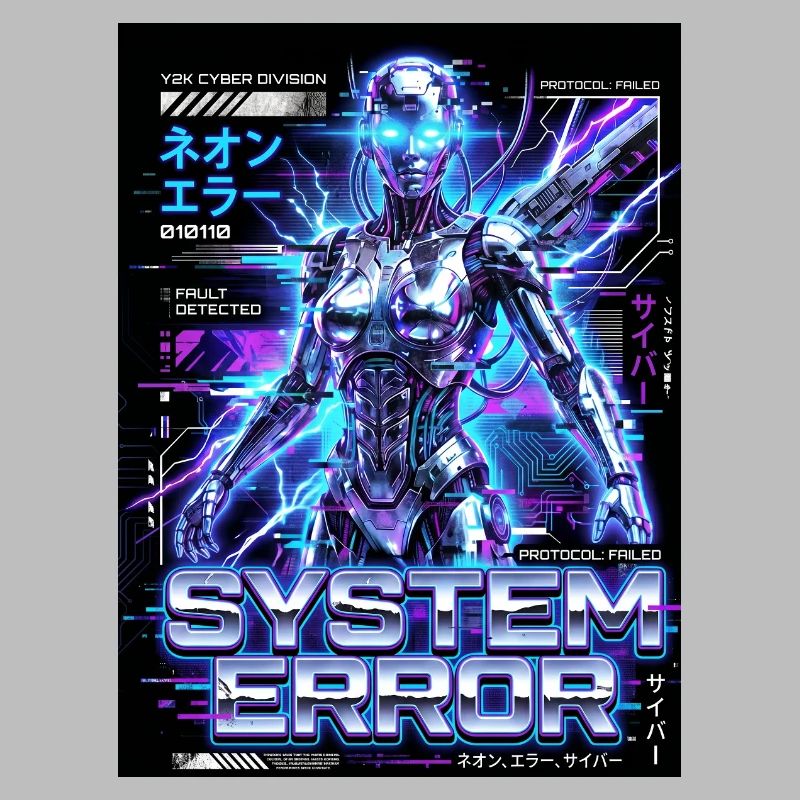 System Error Neon Cyborg
