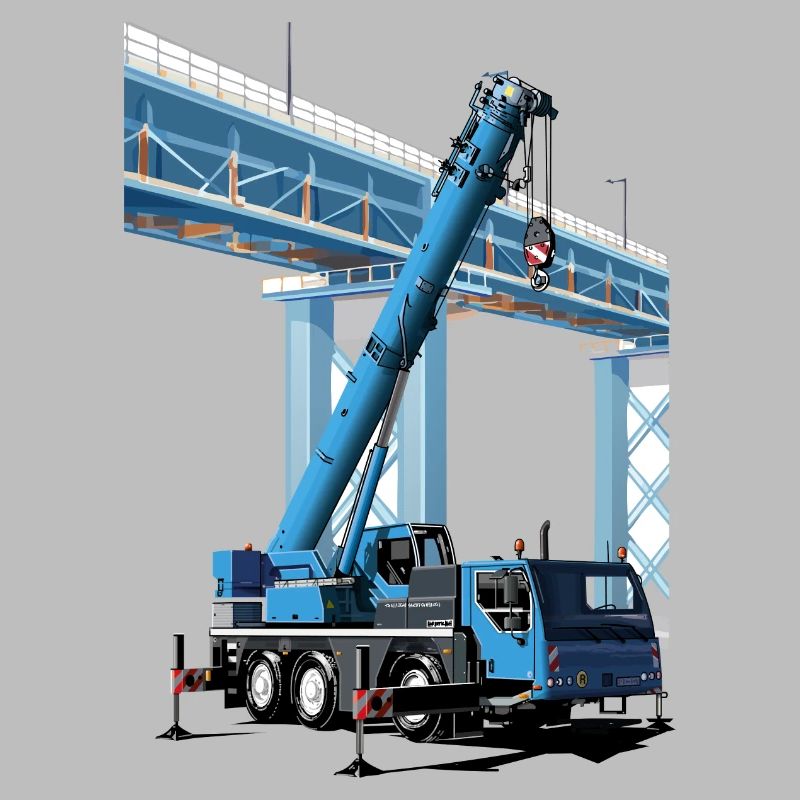 Mobile crane assembles bridge sections