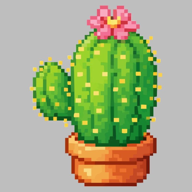 Cactus pixel avec fleur