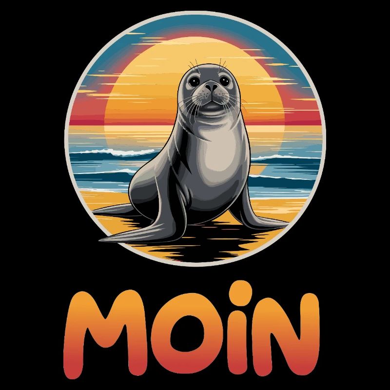 Mignon phoque Moin sur la plage Coucher de soleil