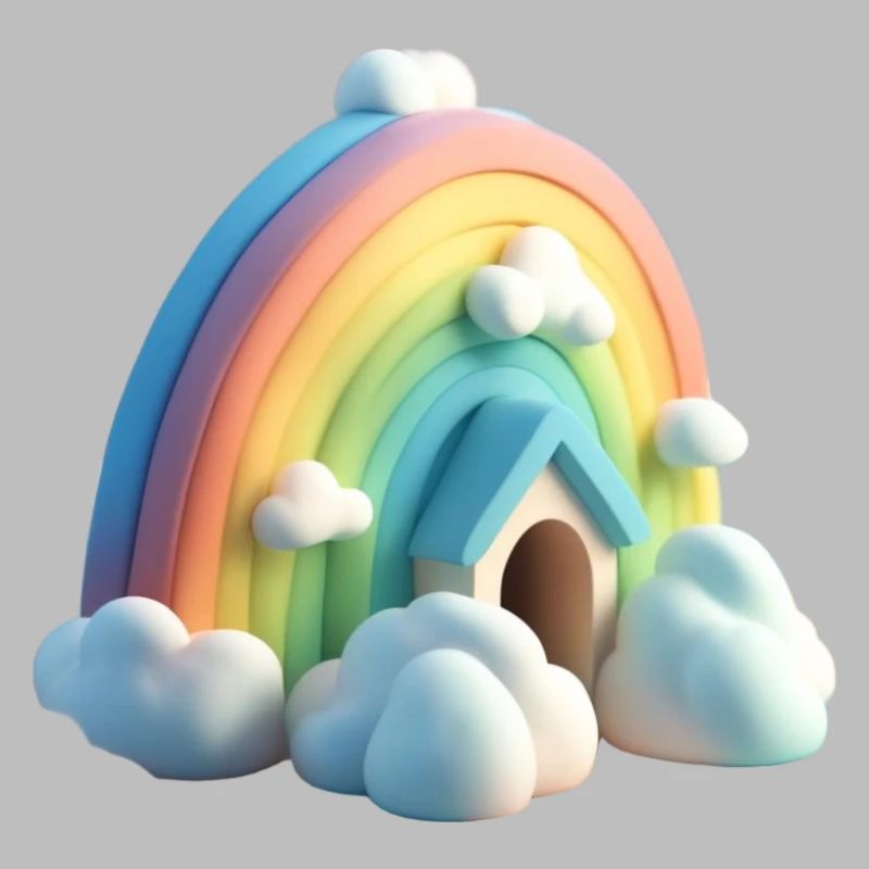 Arc-en-ciel avec maison