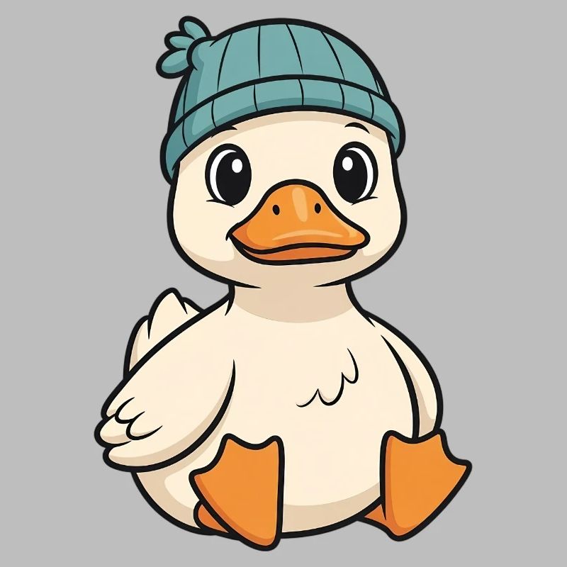 Cuddly duck with knitted hat