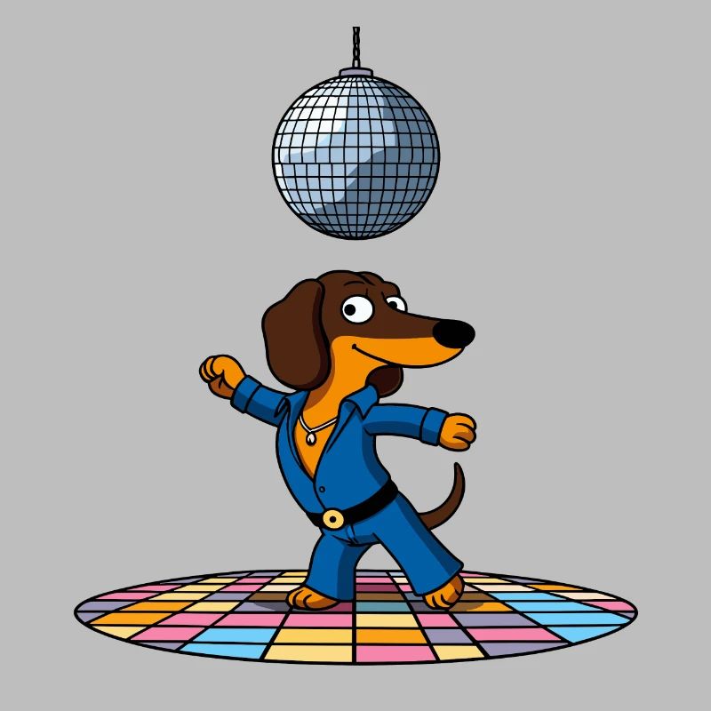 Disco chien teckel Stu danses danse danse balle disco danseuse