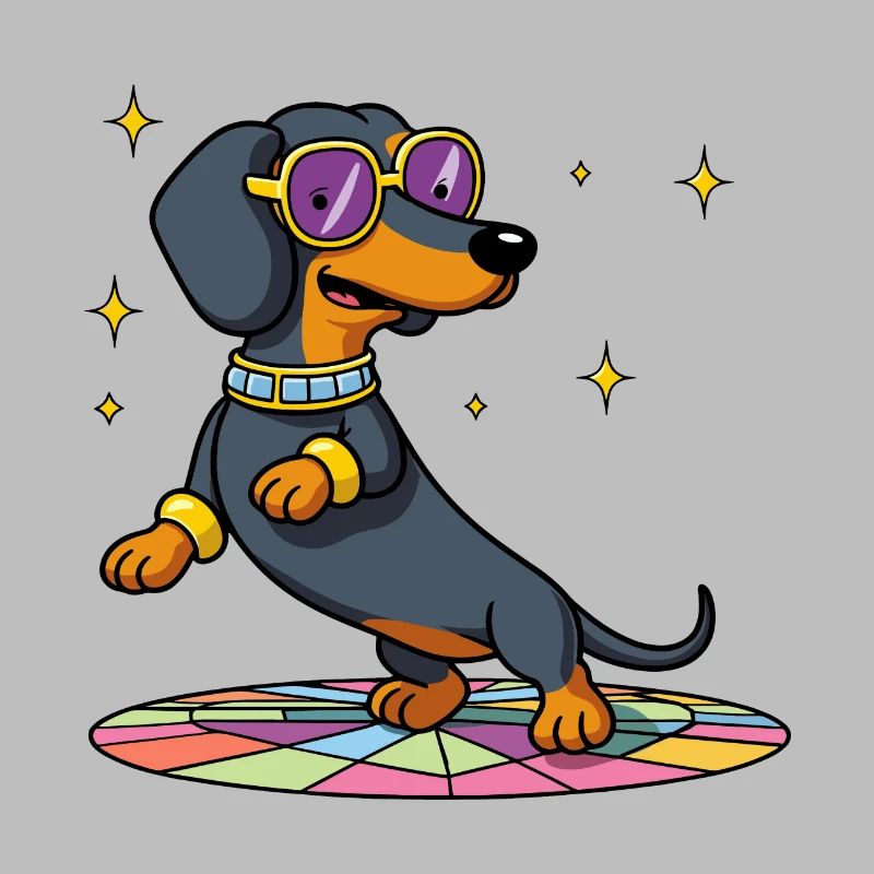 Disco chien teckel Stu danses danse danse balle disco danseuse