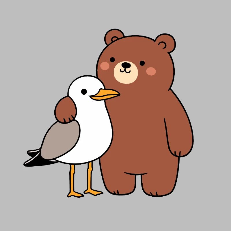 Moin mouette oiseau ours amitié amour câlin