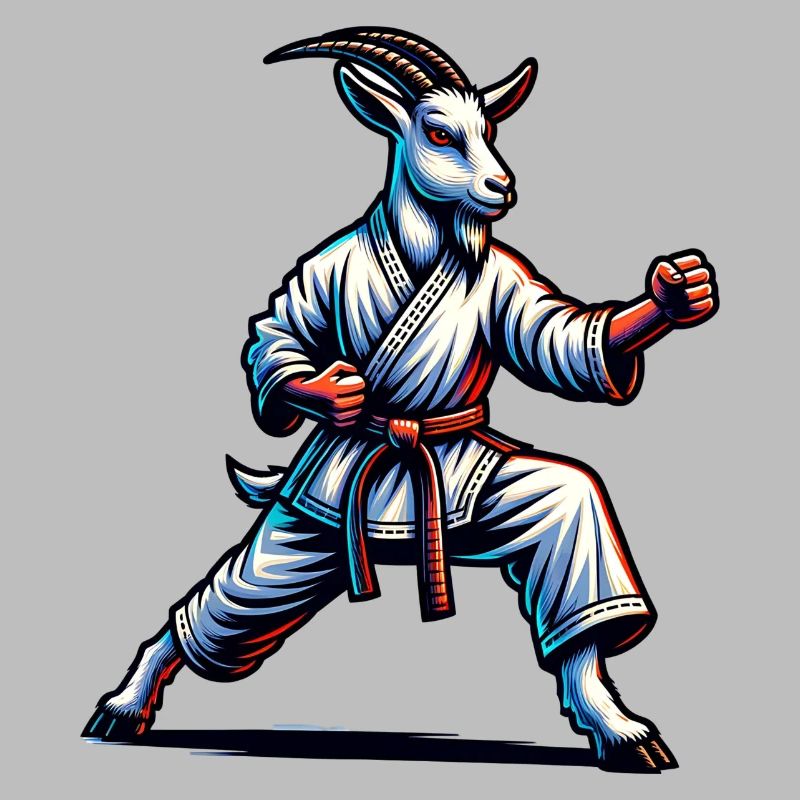 Karate-Ziege in Action – Dynamischer Kampfgeist