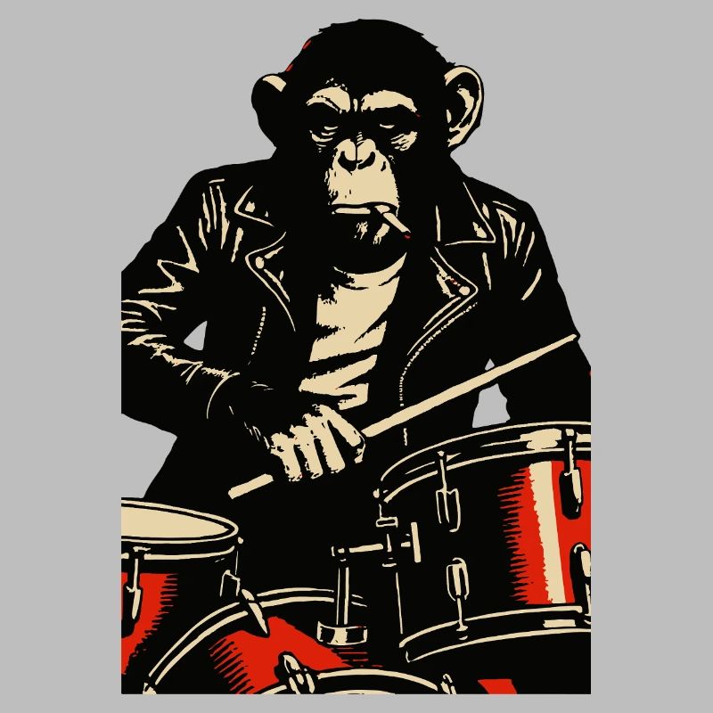 Chimp Drummer in Leather Jacket