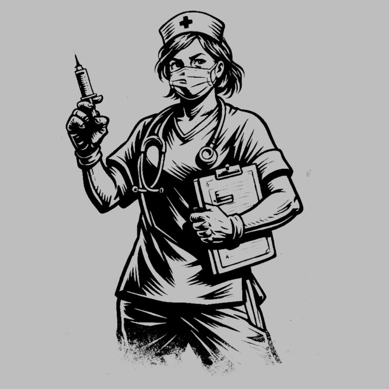 Friendly Nurse Comic Style Black