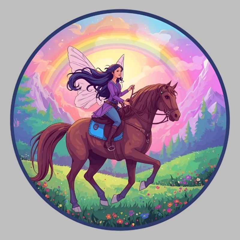 Fée imaginative sur cheval
