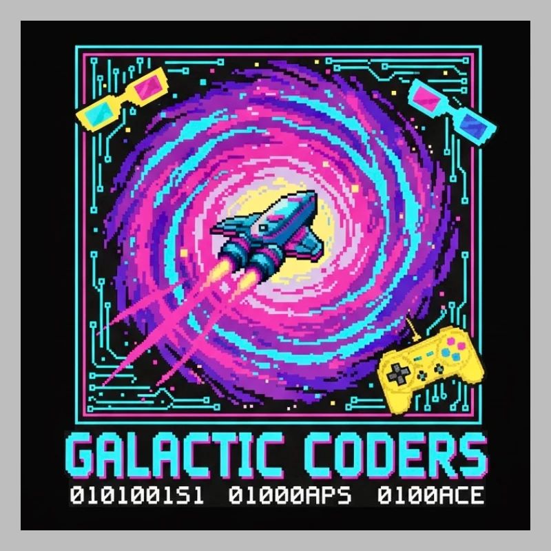 Galactic Coders Neon Pixel