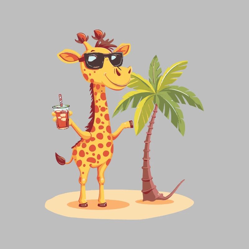 Giraffe Sommer Strand Comic