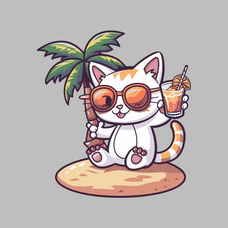 Katze Sommer Strand Comic