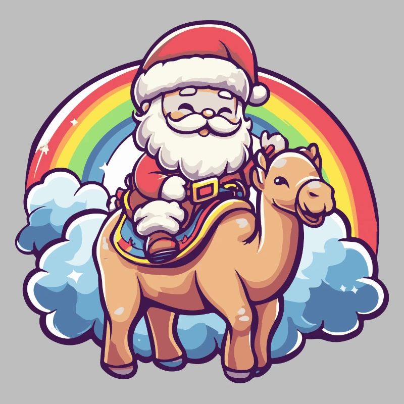 Kamel Weihnachtsmann Regenbogen