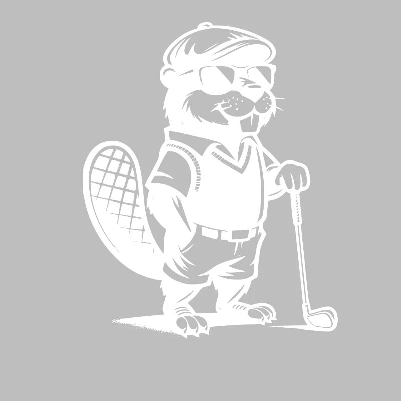 Conception de silhouette de golfeur de castor drôle