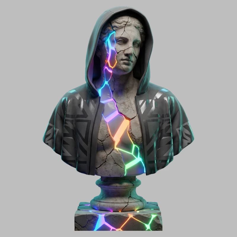 Neon Cracks Pullover Hoodie Statue