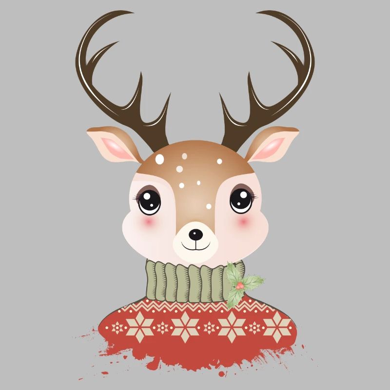 cerf chic mignon avec pull de Noël