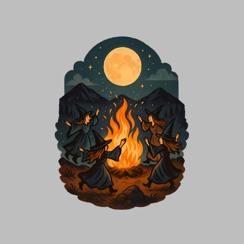Witch Dance at Full Moon – Magic Fire Ritual