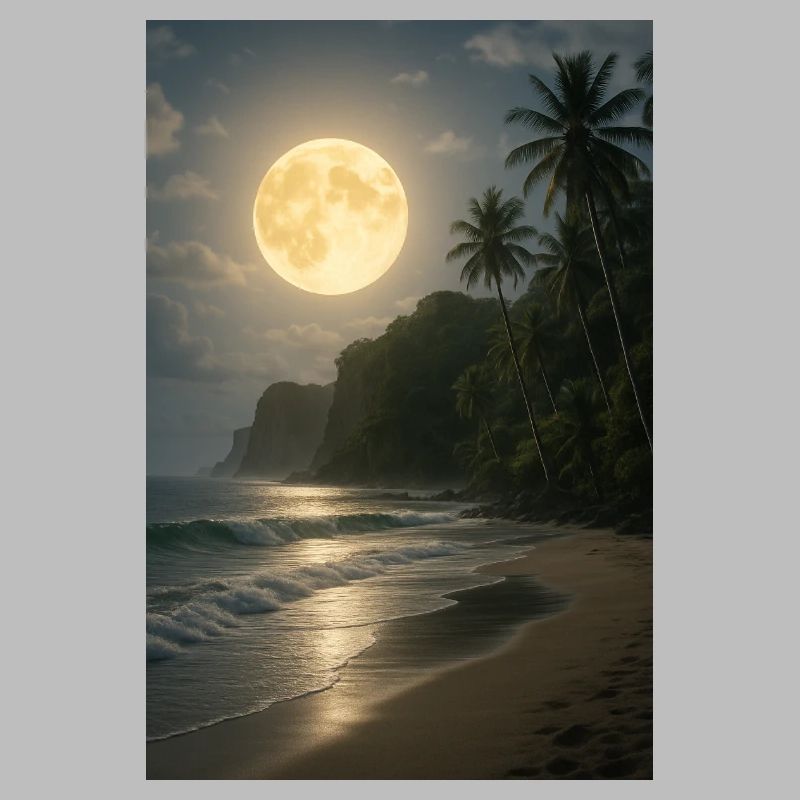 Moonlight over tropical beach