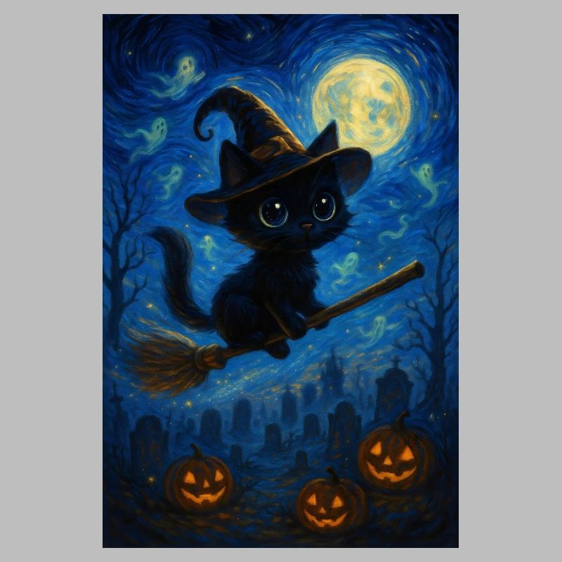 Chat sorcière mignon d'Halloween