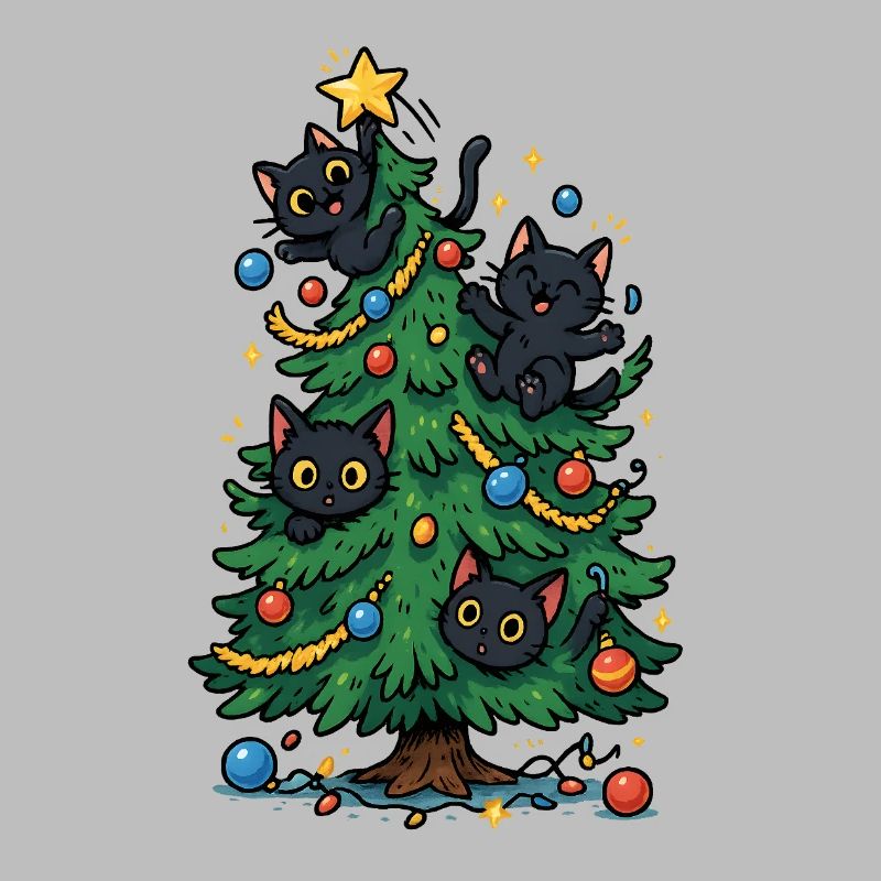 Weihnachtsbaum mit Katzen