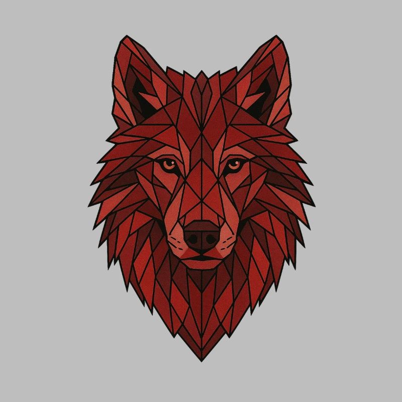 Red Geometric Wolf