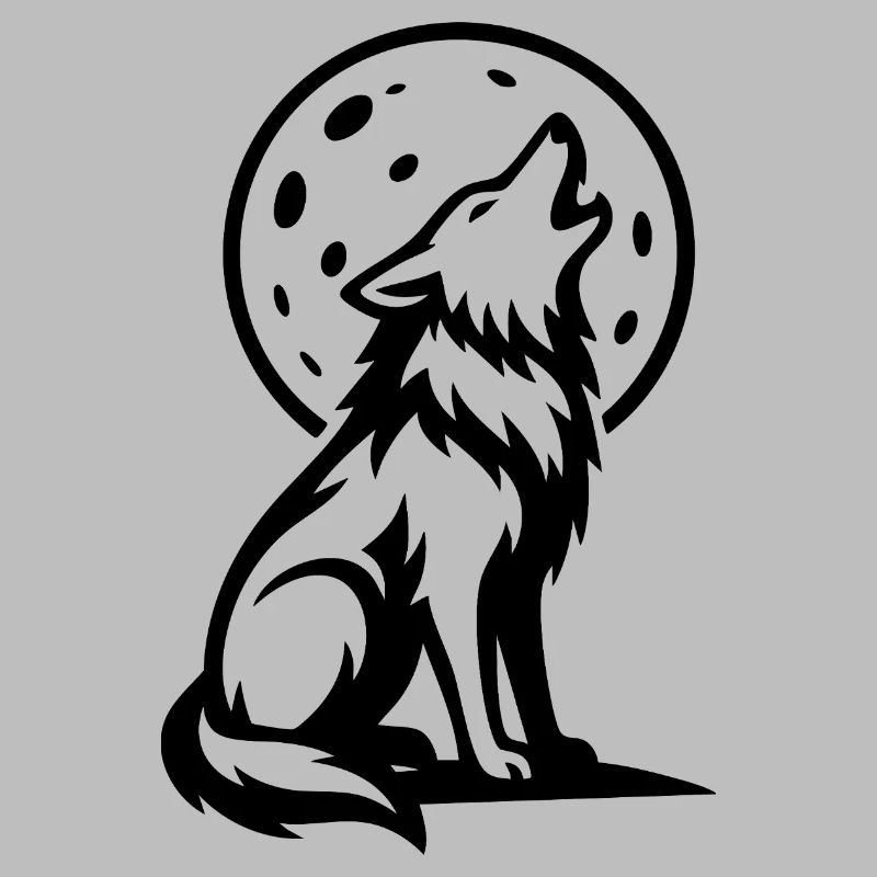 Wolf howling at full moon