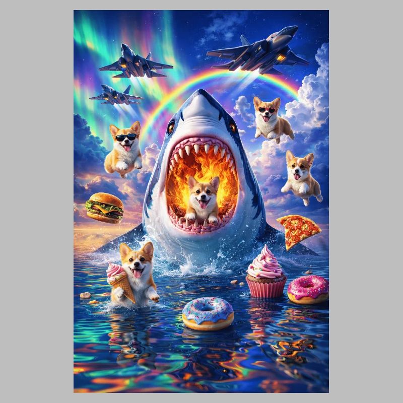 Requin chiot dans le chaos des couleurs