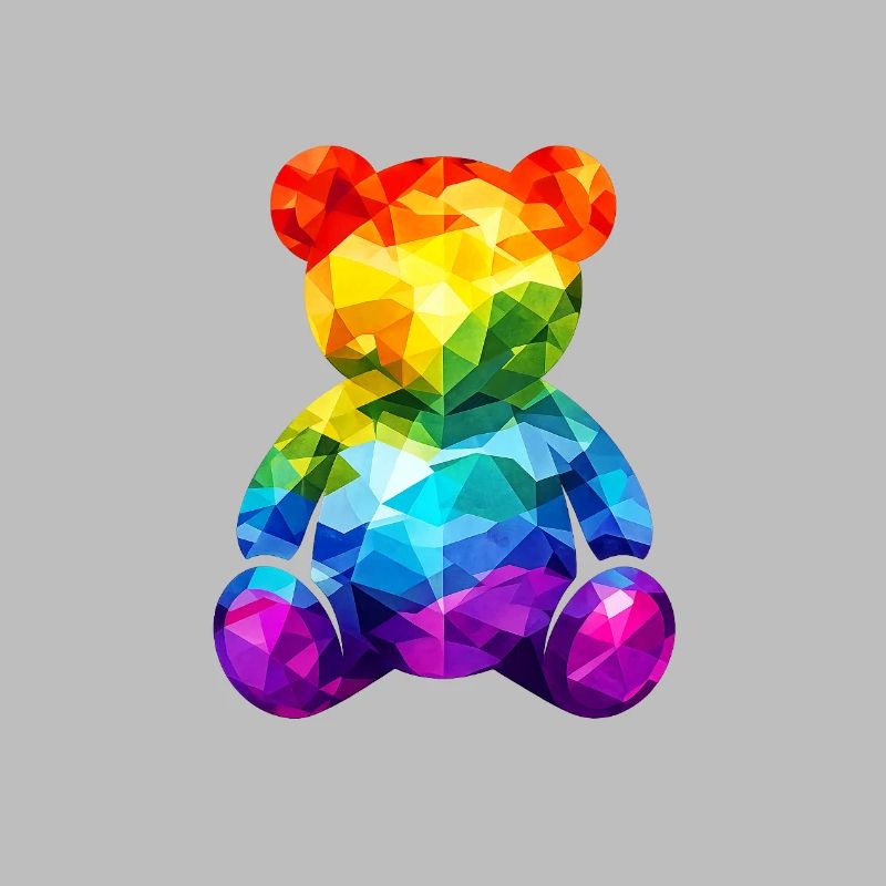 Regenbogen-Teddybär im geometrischen Muster