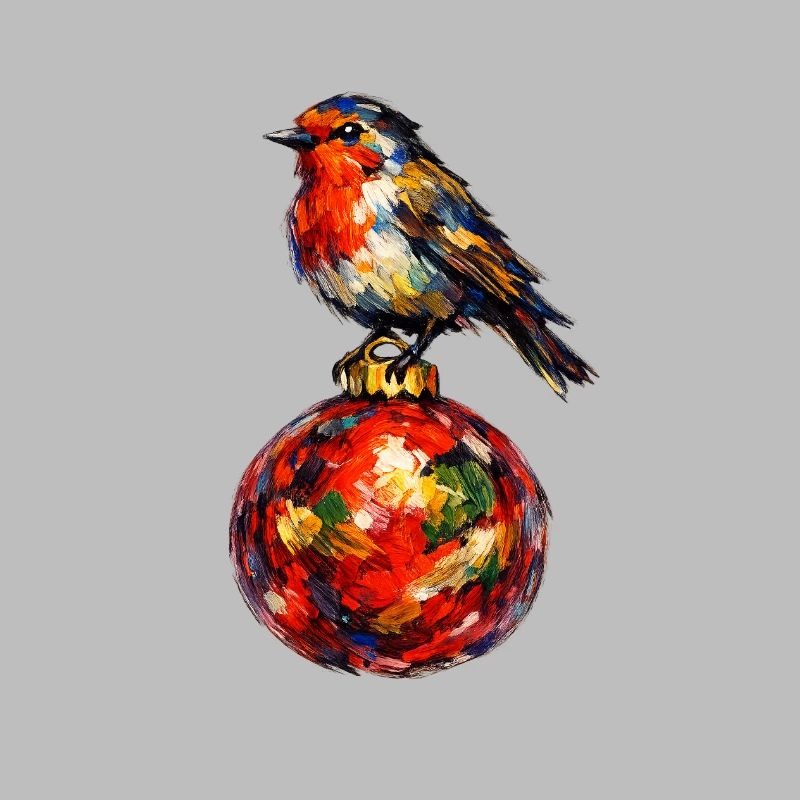 Vogel auf Weihnachtskugel . KI generiert