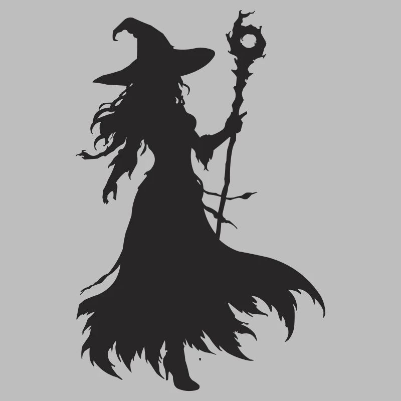 Witch in Moonlight Silhouette