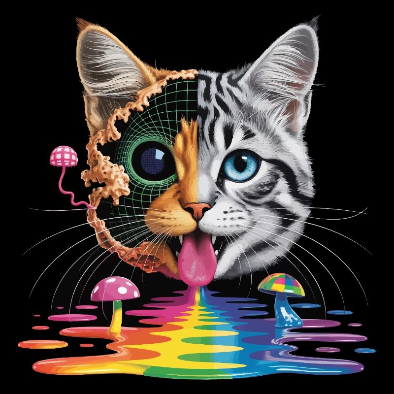 Conception surréaliste du chat à mi-glitch