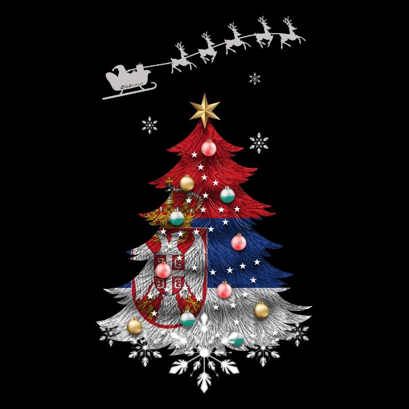 Christmas tree with Serbian flag