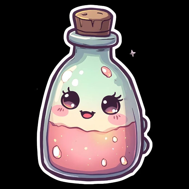 Cute kawaii cake potion bottle