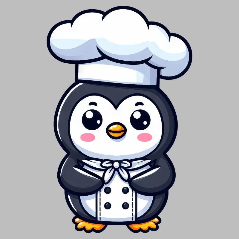 Cute Penguin Chef Cartoon Comic Design