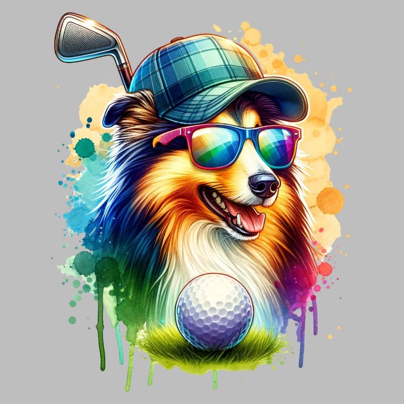 Sheltie Golfer Golf Course Chiens