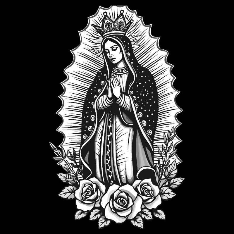 Guadalupe Line Style Rose Motif