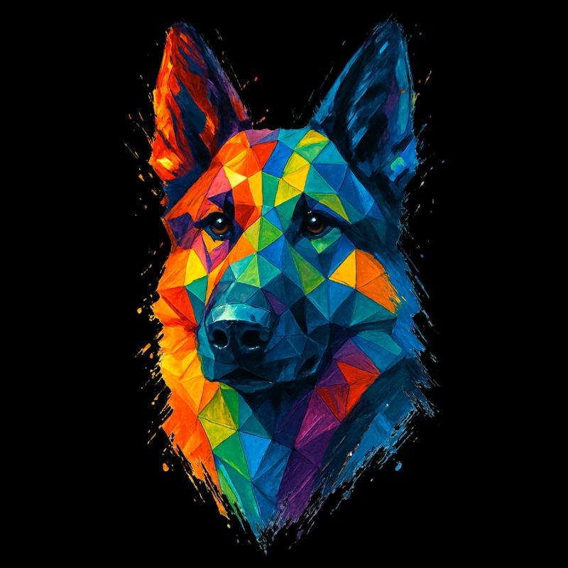 Low Poly Geometric German Shepherd Dog
