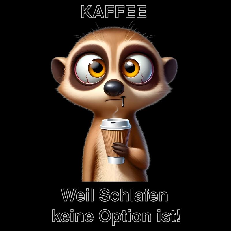 Müdes Erdmännchen mit Kaffee