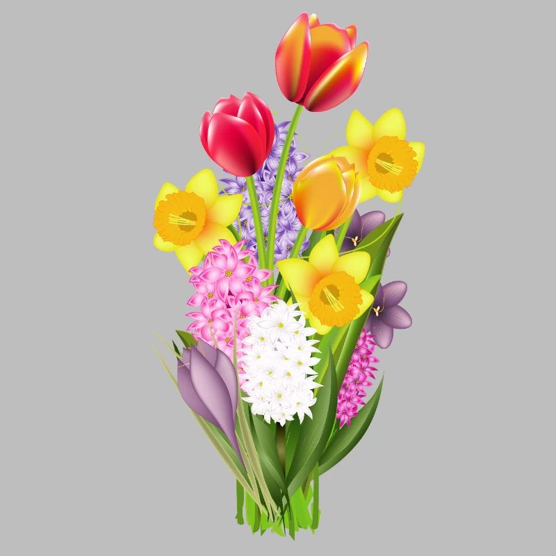 Colourful spring bouquet with tulips & daffodils