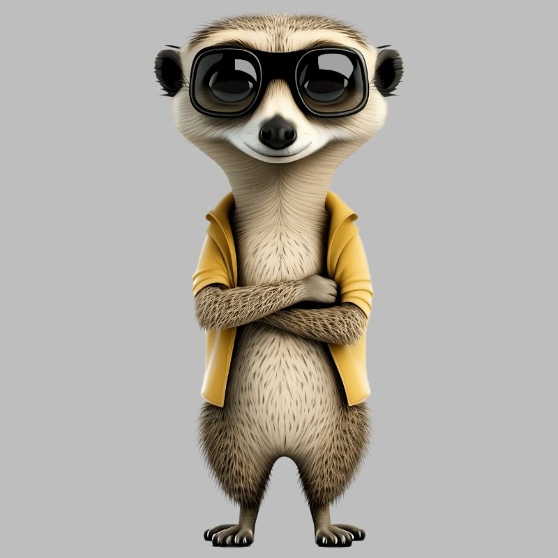 Cooles Erdmännchen mit Sonnenbrille und Jacke