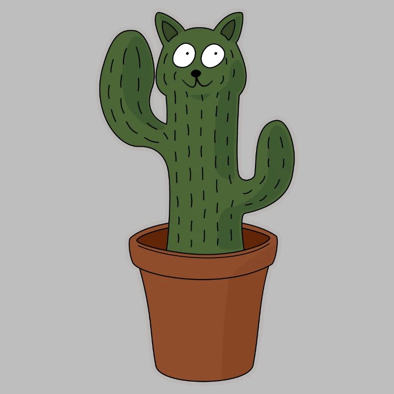 Chat comme cactus dans un pot de fleurs