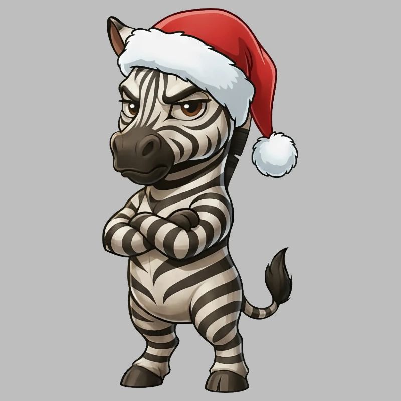 Annoyed Zebra Christmas Hat Grumpy Christmas