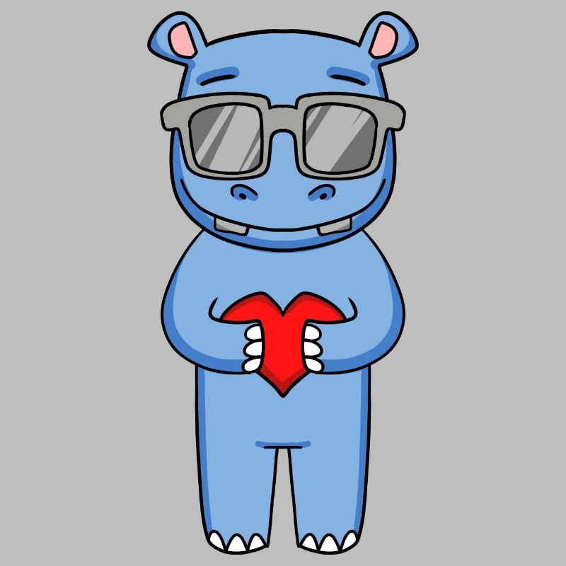 Nilpferd mit Sonnenbrille und Herz
