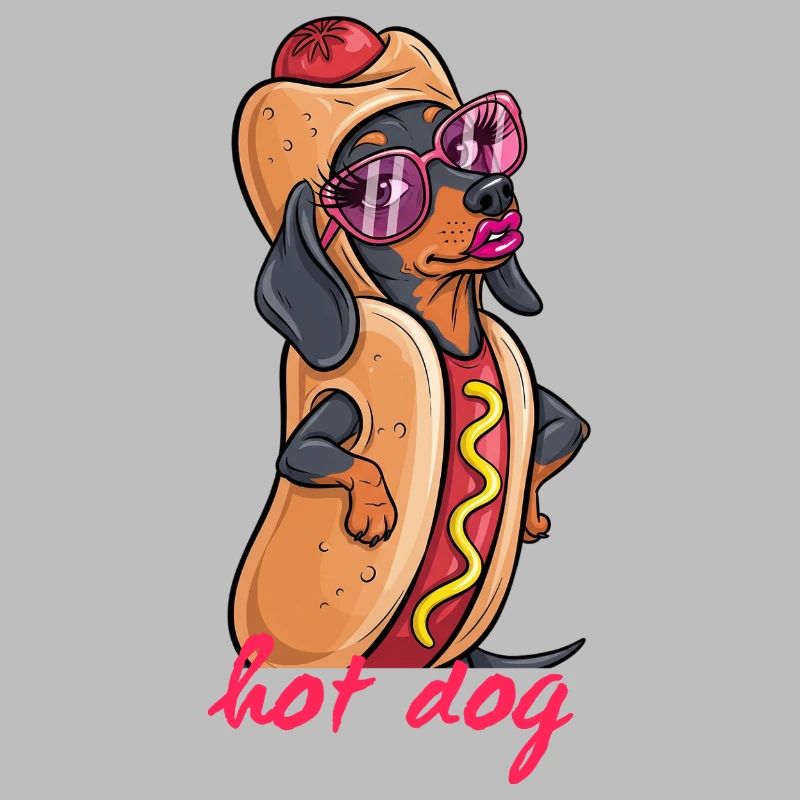 Teckel à la mode comme hot-dog