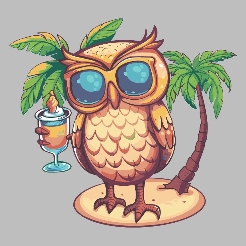 Eule Sommer Strand Comic