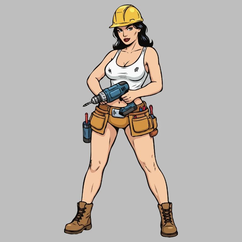 Pin-up construction worker