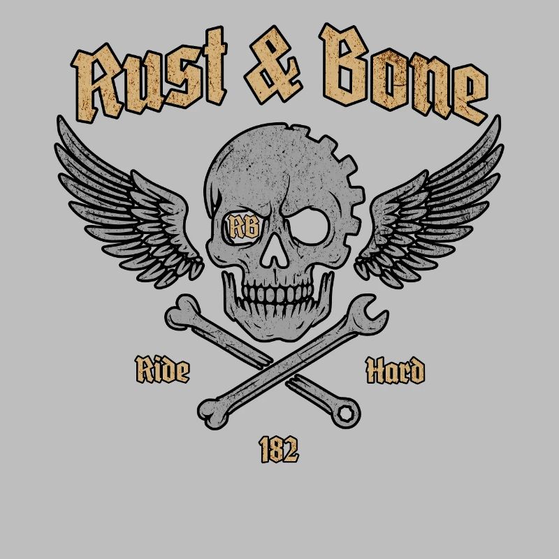 Rust Bone Motorcycle Skull Wing Design
