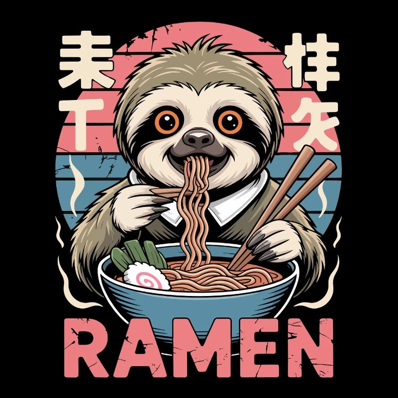 Sloth Eats Ramen Japan Noodle Design