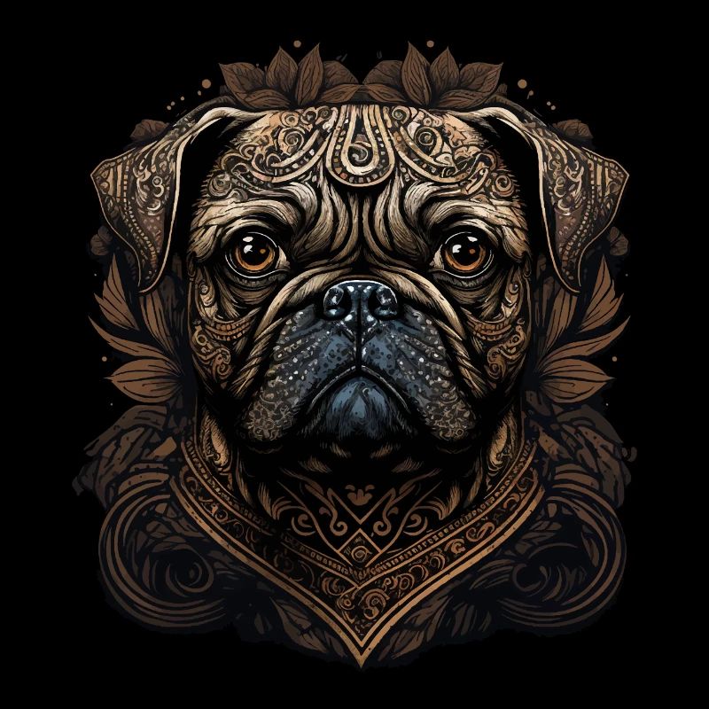 Kleiner Mops mit Ornamenten