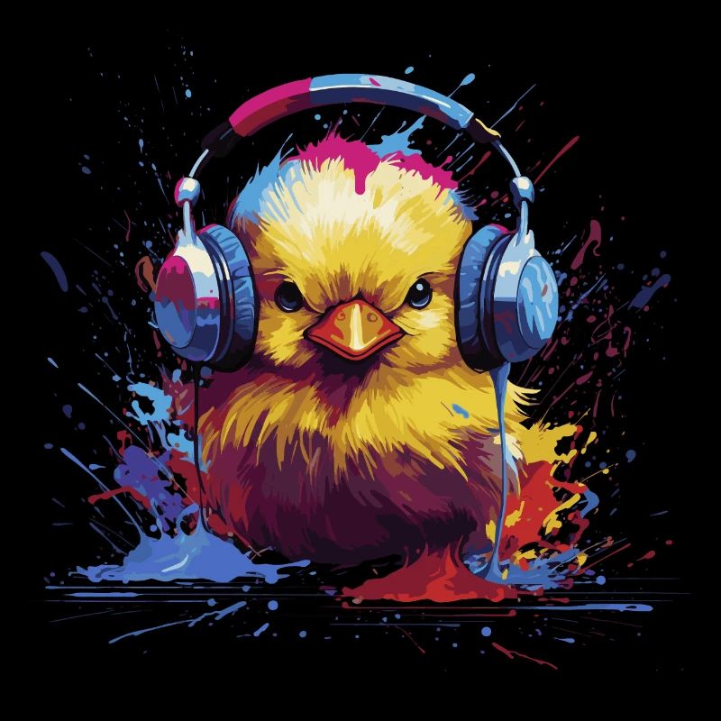 DJ poussin avec des écouteurs